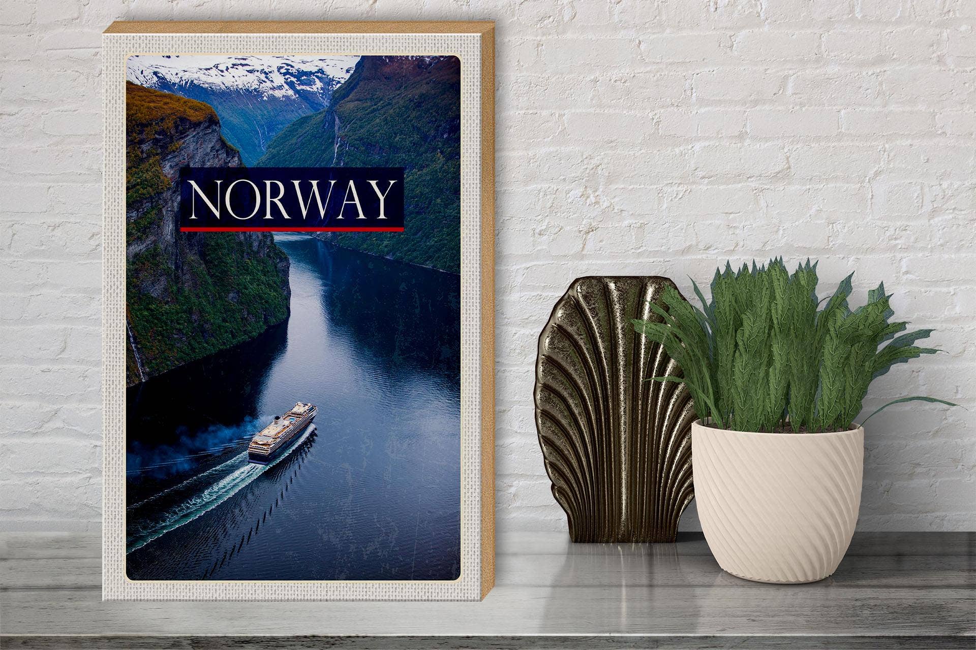 Femer - Wholesale Sign - Wooden travel sign 30x40cm Norway cruise sea mountains2