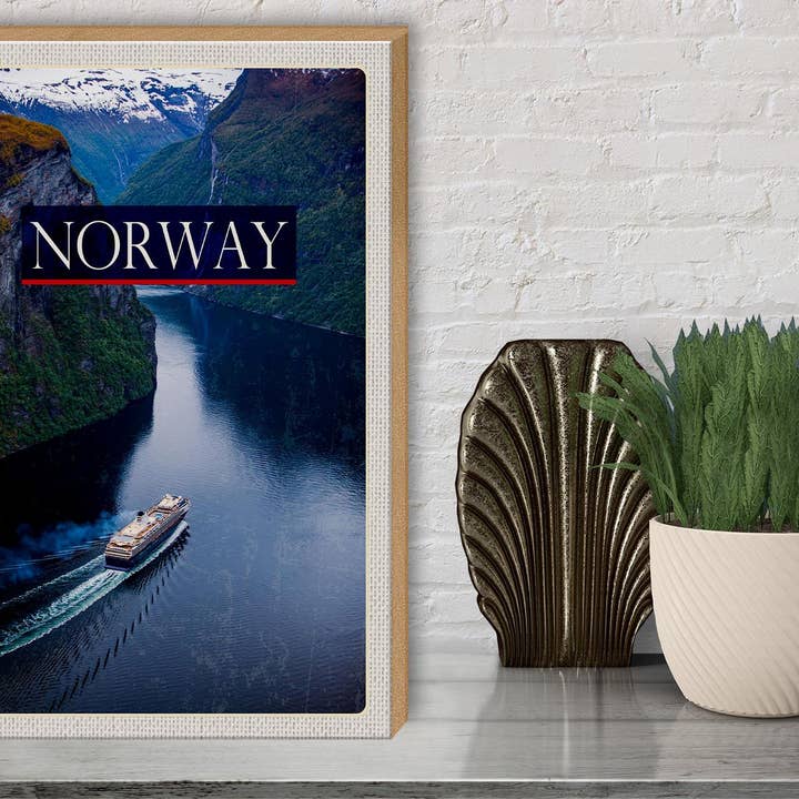 Femer - Wholesale Sign - Wooden travel sign 30x40cm Norway cruise sea mountains2