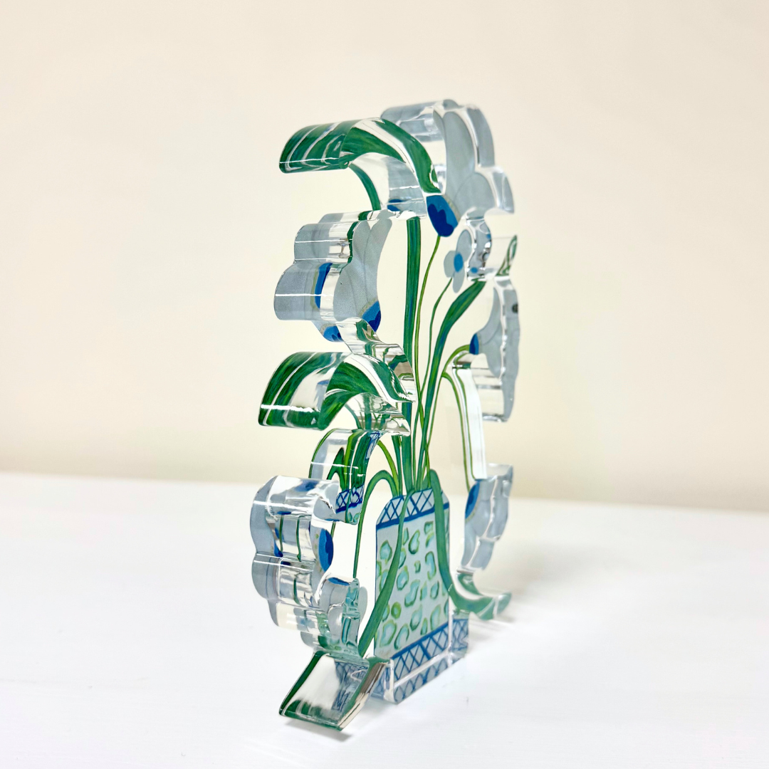 Jeanne Player Fine Art - Wholesale Decorative Tabletop Object - Belle Fleurs Acrylic Block1