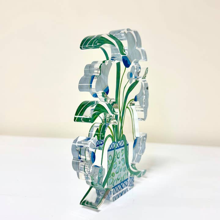 Jeanne Player Fine Art - Wholesale Decorative Tabletop Object - Belle Fleurs Acrylic Block1