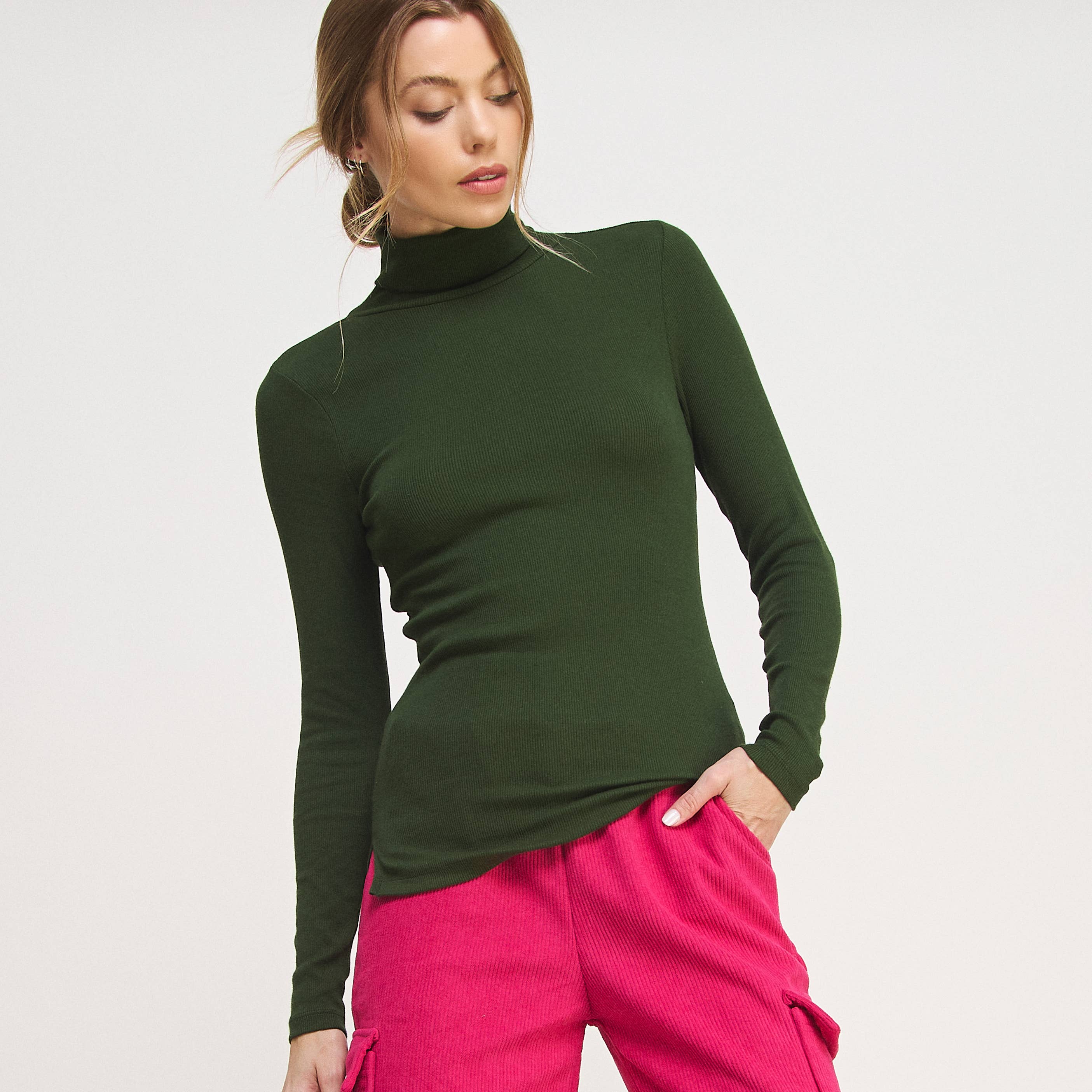 FREEZIA - Wholesale Knit Top - Women's - RIBBED TURTLE NECK SWEATER LONG SLEEVE TOP-F67933-D616