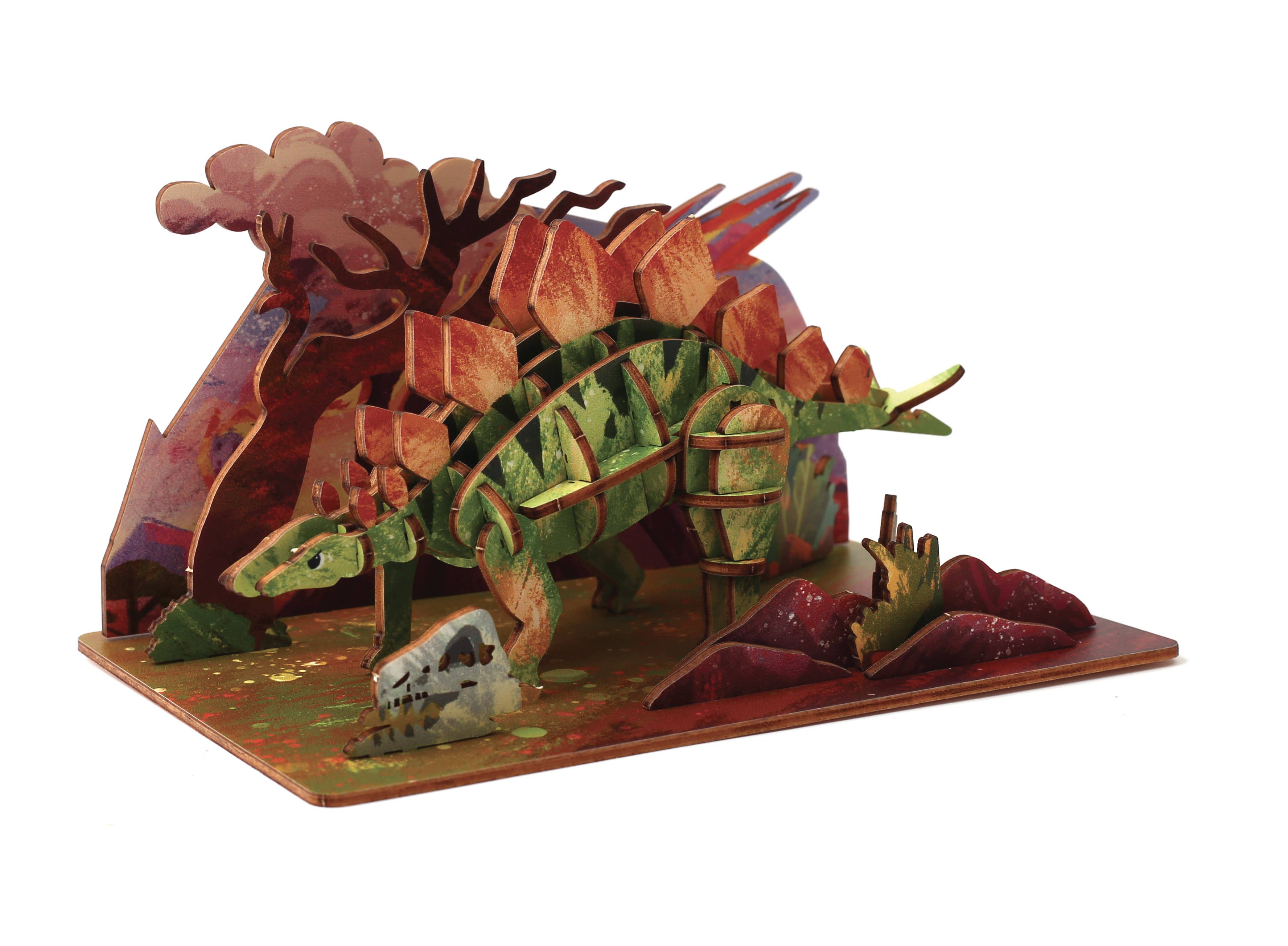 Graine Créative - Wholesale DIY Craft Kit - Kids - 3D WOODEN MODEL STEGOSAURUS1