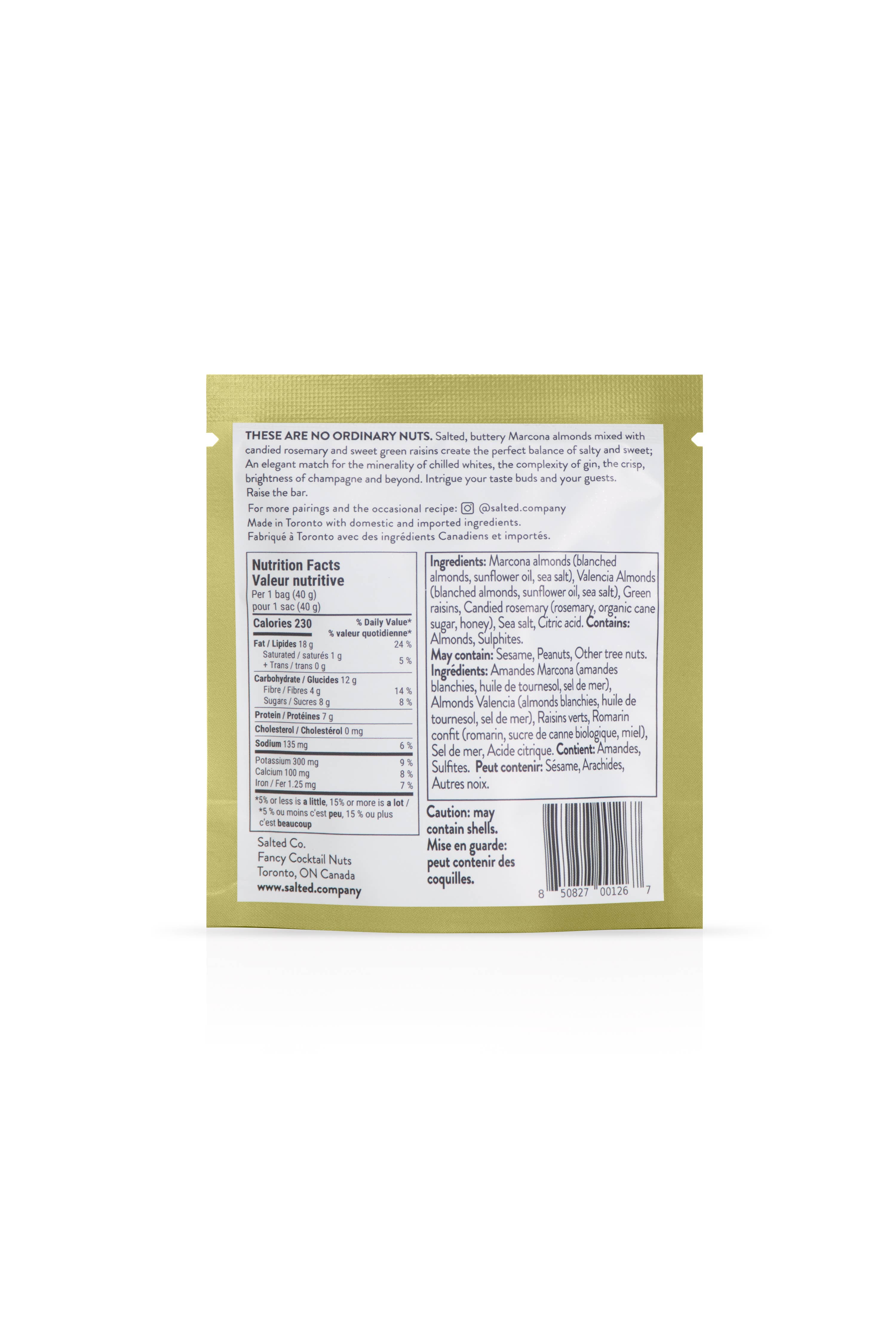 Salted Co Fancy Cocktail Nuts - Wholesale Nuts - 40g Candied Rosemary/ Green Raisin/ Marcona Almonds1