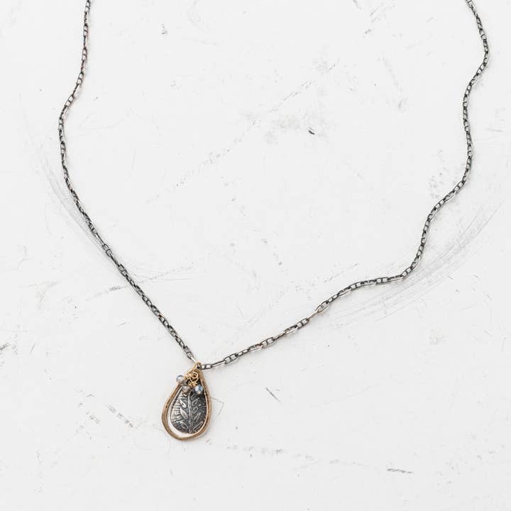 Gemengde Metalen Varen Druppelvormige Ketting met Labradoriet voor wholesale door Original Hardware