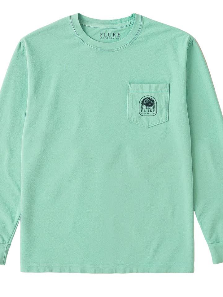 Beach Washed Pocket Long Sleeve for wholesale by Fluke Apparel Company