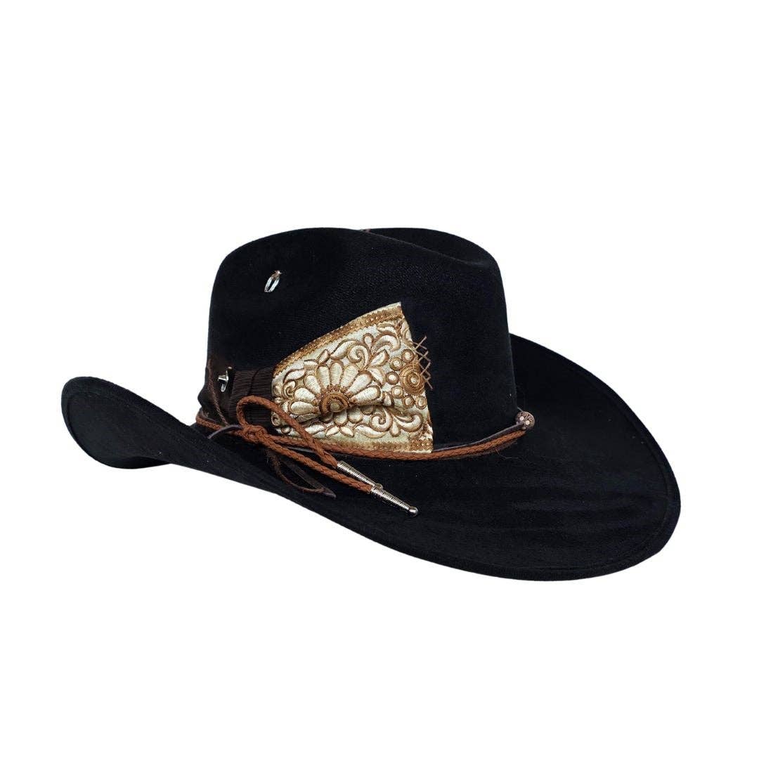 Luca Cowboy Crown Hat - Black for wholesale on Faire2