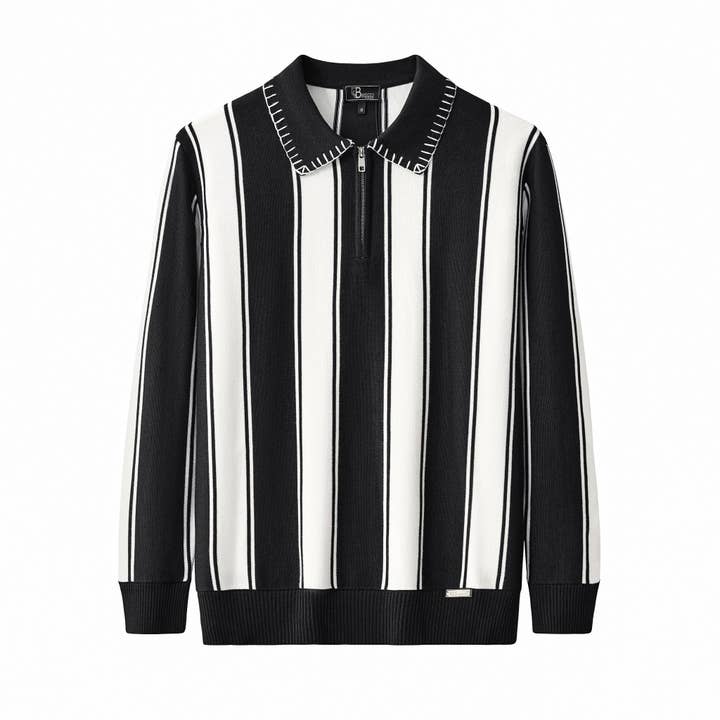 Vanguard Randig Stickad Polo LS-SVART för wholesale av BAROCCO