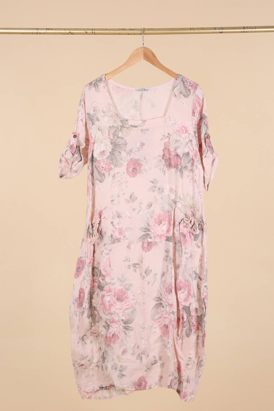 la maison des fibres naturelles – Großhandel Kleid – Damen – Leinenkleid mit floralem Muster, 100 % Leinen, Modell 6796734