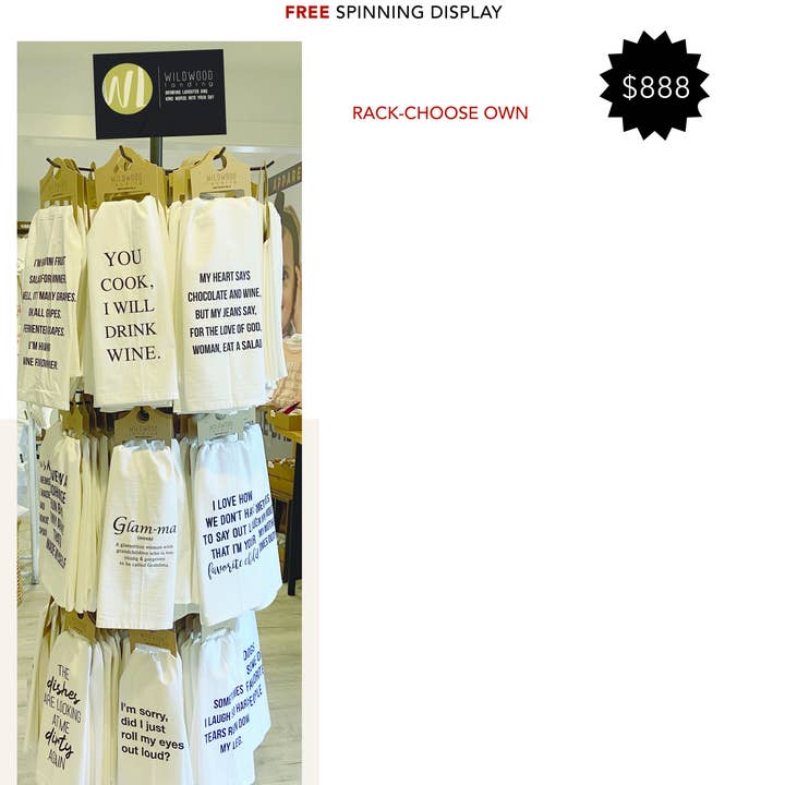 **RACK DEAL - TEA TOWEL - YOU CHOOSE 24 for wholesale by Wildwood Landing