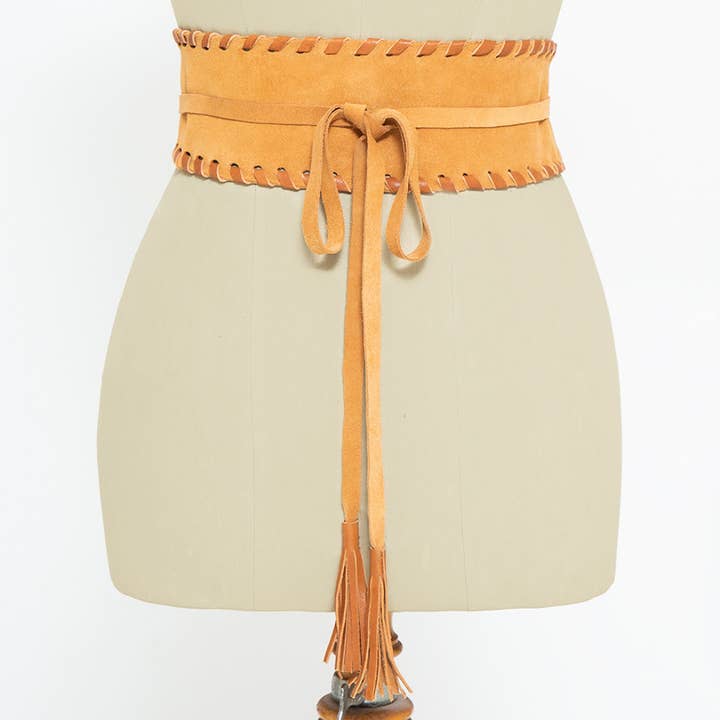 JUAN·JO GALLERY (Leather Gallery, SCP) – wholesale Belt – Women's – Dark Brown Suede Obi Belt Boho Style - Fall 2025 6