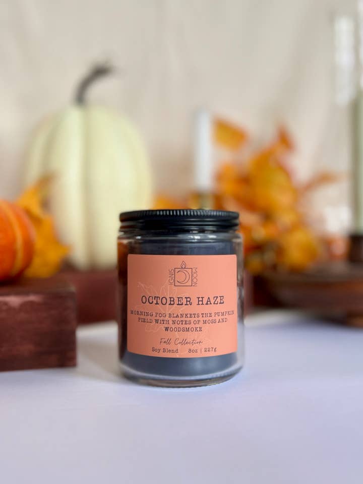 October Haze Candle - 8 oz Glass Jar for wholesale by Ignis Moon