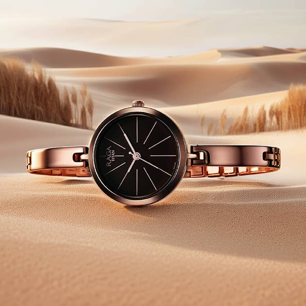 Titan Raga Viva Quartz Analog Brown Dial Brown Metal Strap Watch for Women for wholesale by Titan