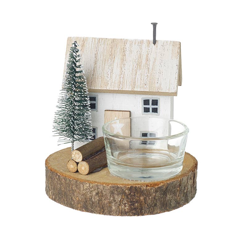 Heaven Sends – wholesale Candle holder – WOODEN COTTAGE LED T LIGHT HOLDER0