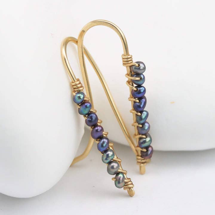 Escaladores Black Pearl Ear para venta al por mayor de Lotus Stone Jewelry