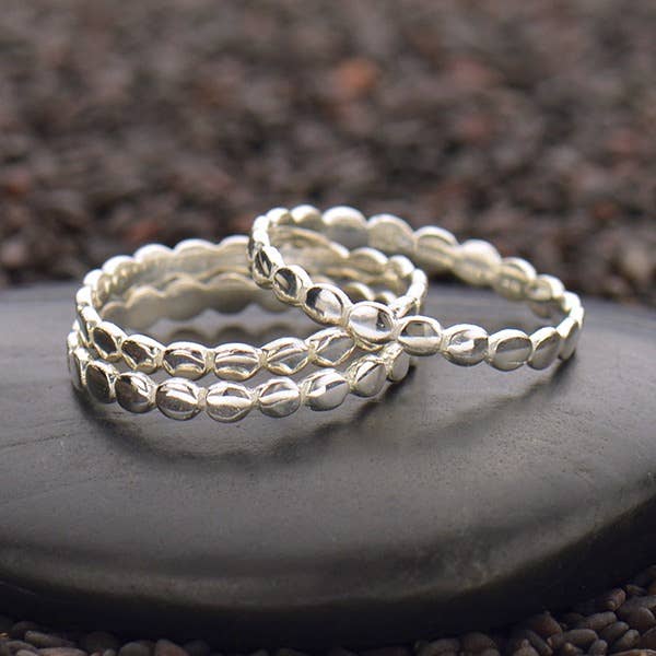 Nina Designs - Wholesale Band/Stacked Ring - Sterling Silver Stacking Ring - Dot Pattern