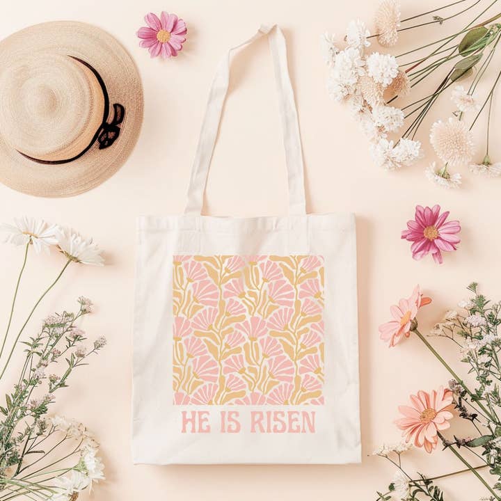 HE IS RISEN Tote Bag for wholesale by Sable + Ivy