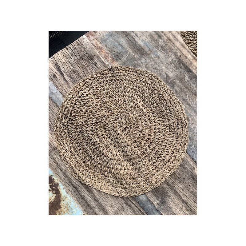 Paloma Black (Casa Natura Design, S.L.) - Vendita all'ingrosso Tovagliette - Sottopiatto Rotondo in Giacinto d'Acqua Naturale Intrecciato a Mano11