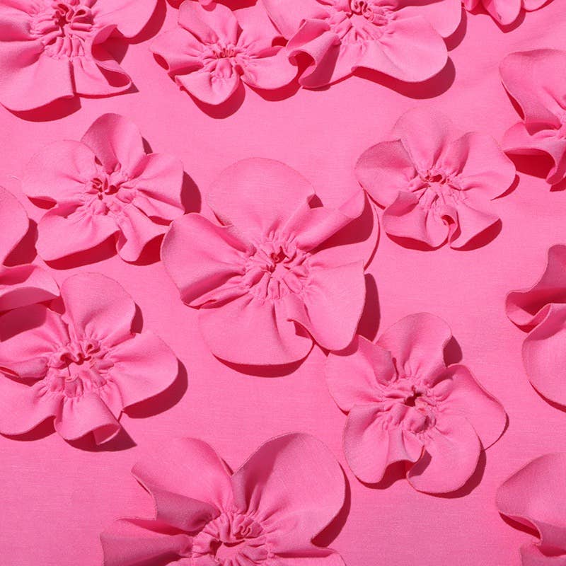 Productseeker – Vestido - Mulher por atacado – Vestido Curto Rosa DR413Y com Gola Alta, Sem Mangas e Flores 3D18