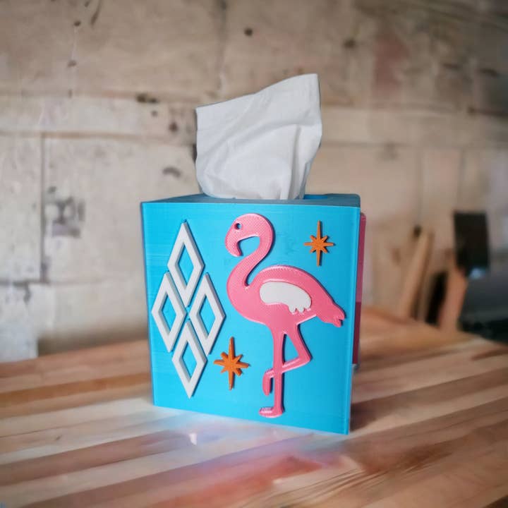 Retro Layers - Wholesale Tissue Box - Atomic Flamingo Tissue Box Cover