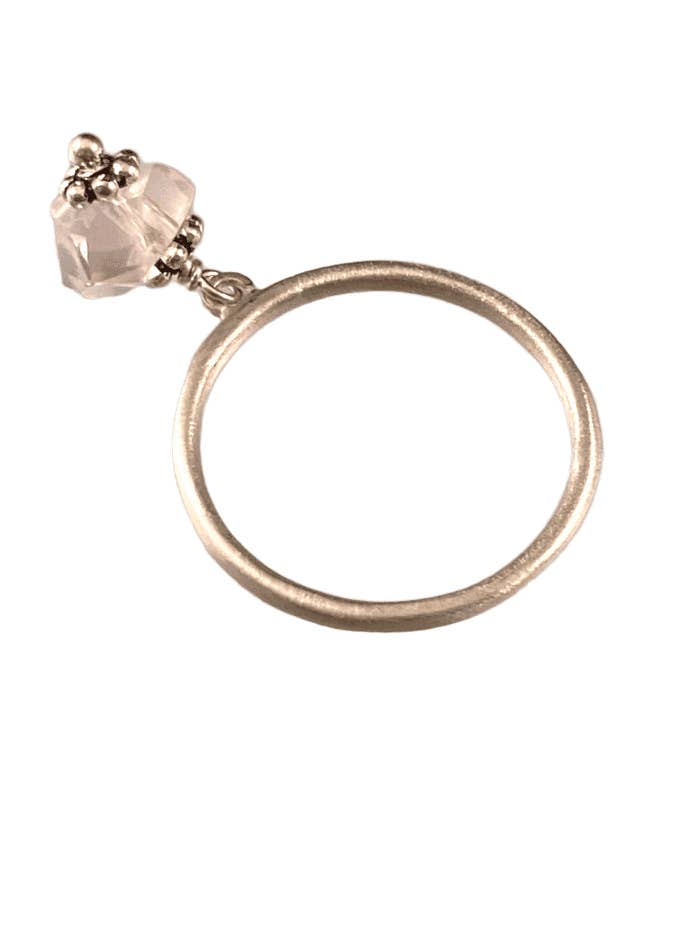 Anello con ciondolo in quarzo rosa, misura 7 e 1/2 per la vendita all'ingrosso da parte di GK Designs