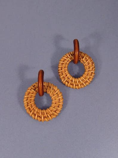 Rattan Earring, Hand Woven Earring, Natural Woven Earring, S for wholesale by TheTizana