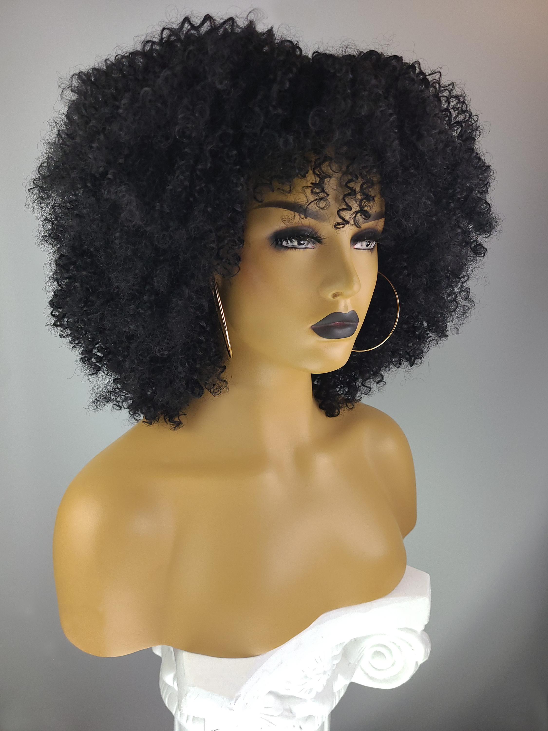 Celebrity Hair for Less - Wholesale Wig/Hair Piece - Afro Kinky Curly Wig with Afro Hairline, 14"1