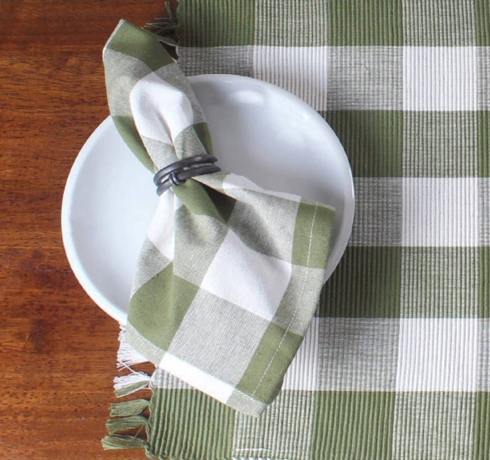 Home Collections by Raghu - Wholesale Dinner & Cloth Napkin - Buffalo Check Sage Napkin 18x181