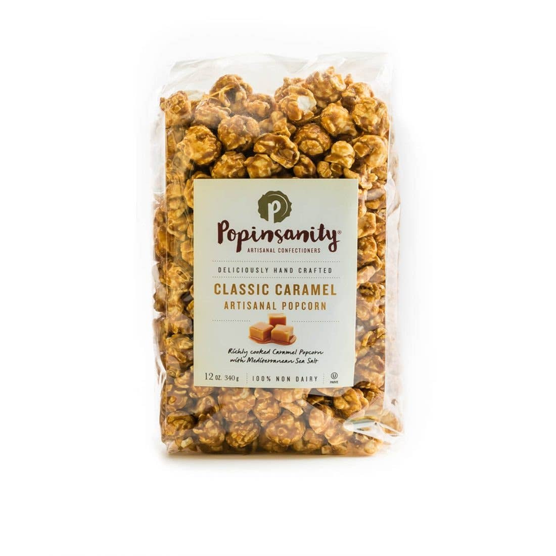 Popinsanity Popcorn & Confections - Vente Pop-corn - Popcorn classique au caramel | Casher | Non laitier | Grand sac