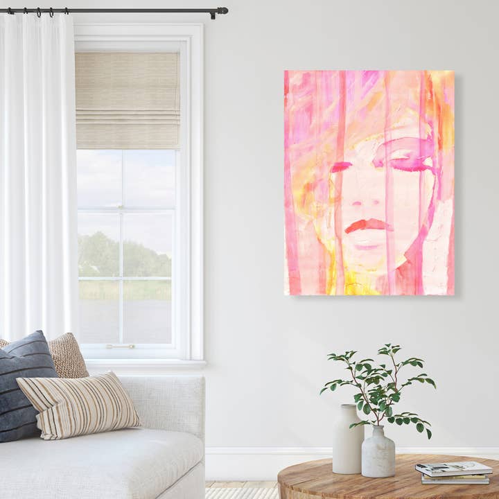 Rosa Abstrakt porträtt | konsttryck på duk 36 ”x 48" för wholesale på Faire