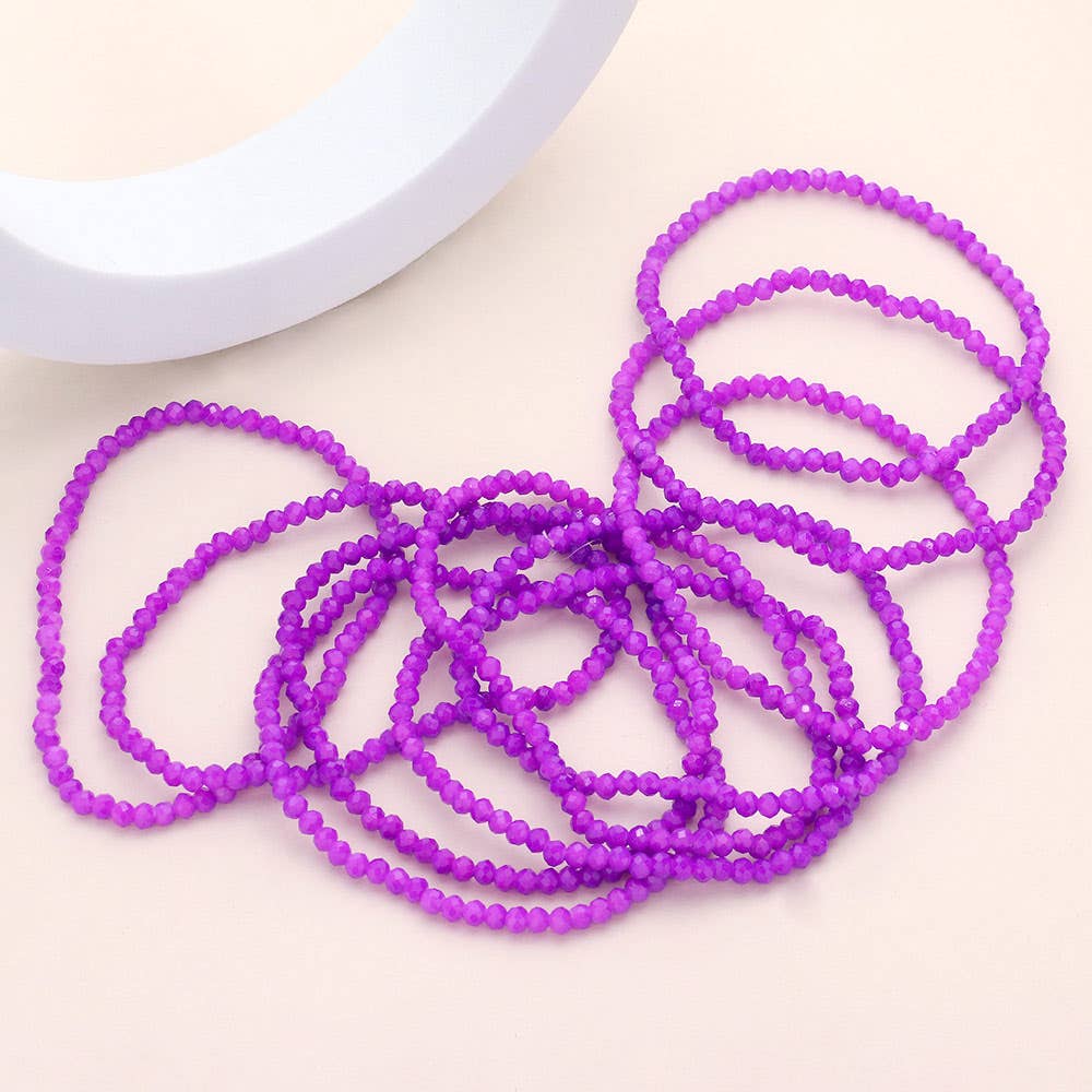 Sensibling Corp. - Vendita all'ingrosso Bracciale con perline - 10 pezzi - Braccialetti elasticizzati multistrato con perline sfaccettate3