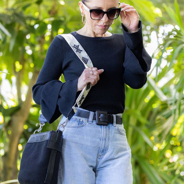 Bianca Crochet Bucket Bag Black for wholesale by Alejandra Collective