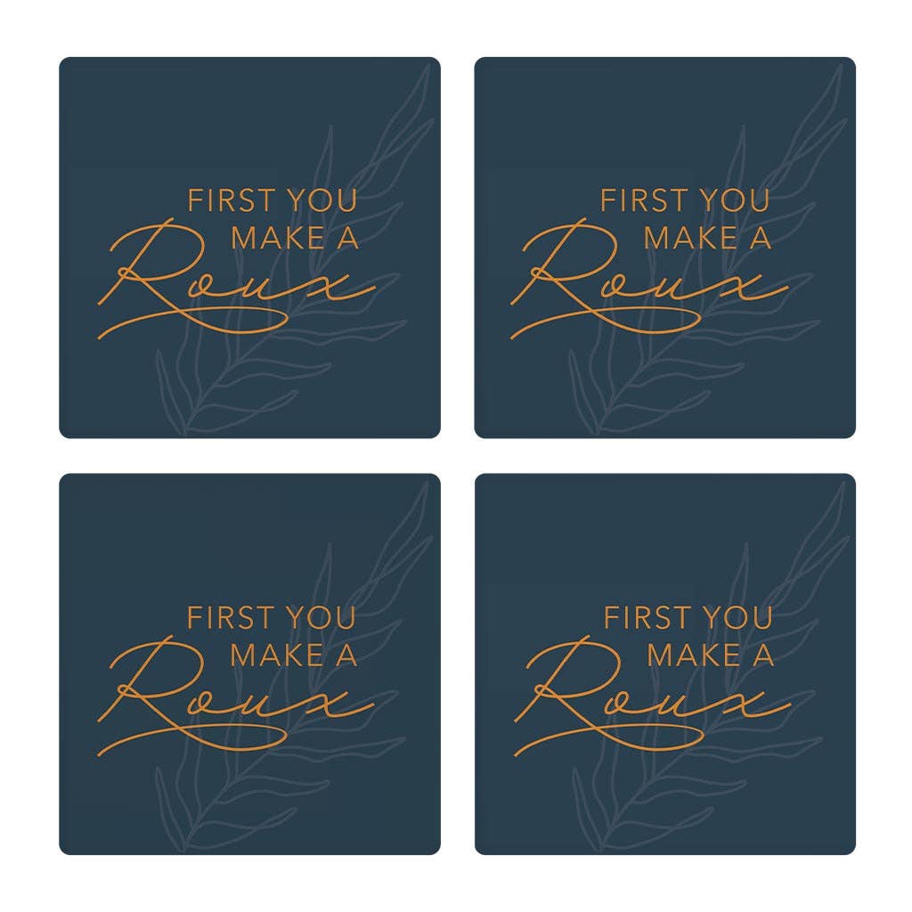 Love Local - Wholesale Coasters - Modern Minimalist Louisiana Roux Saying | Absorbent Coasters | Set of 4 | Min 20