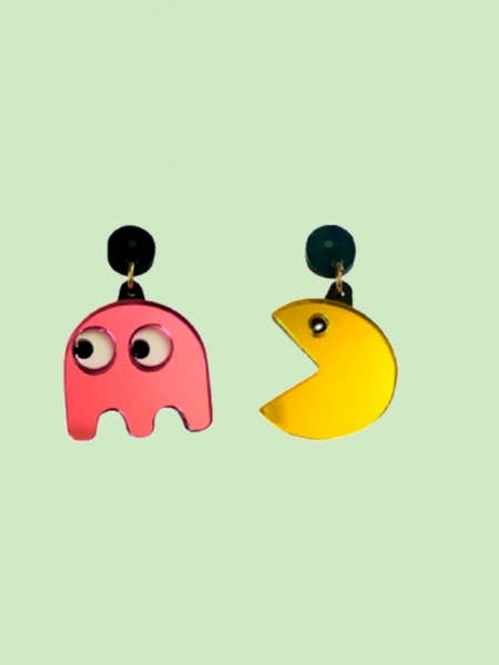 Pac Man Methacrylate Earrings for wholesale by Marronynegro