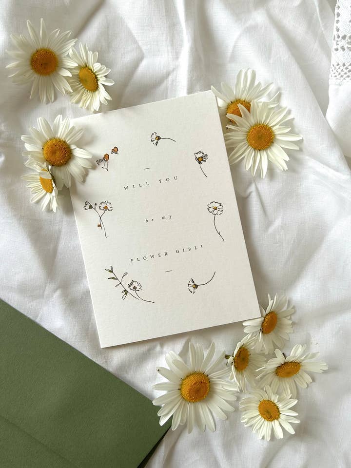 Daisy 'Will you be my Flower Girl?' Card for wholesale by Annie Brougham Paper Goods.
