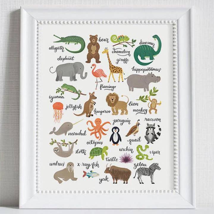 Animal Alphabet Chart - Art Print for wholesale by LoveLight Paper