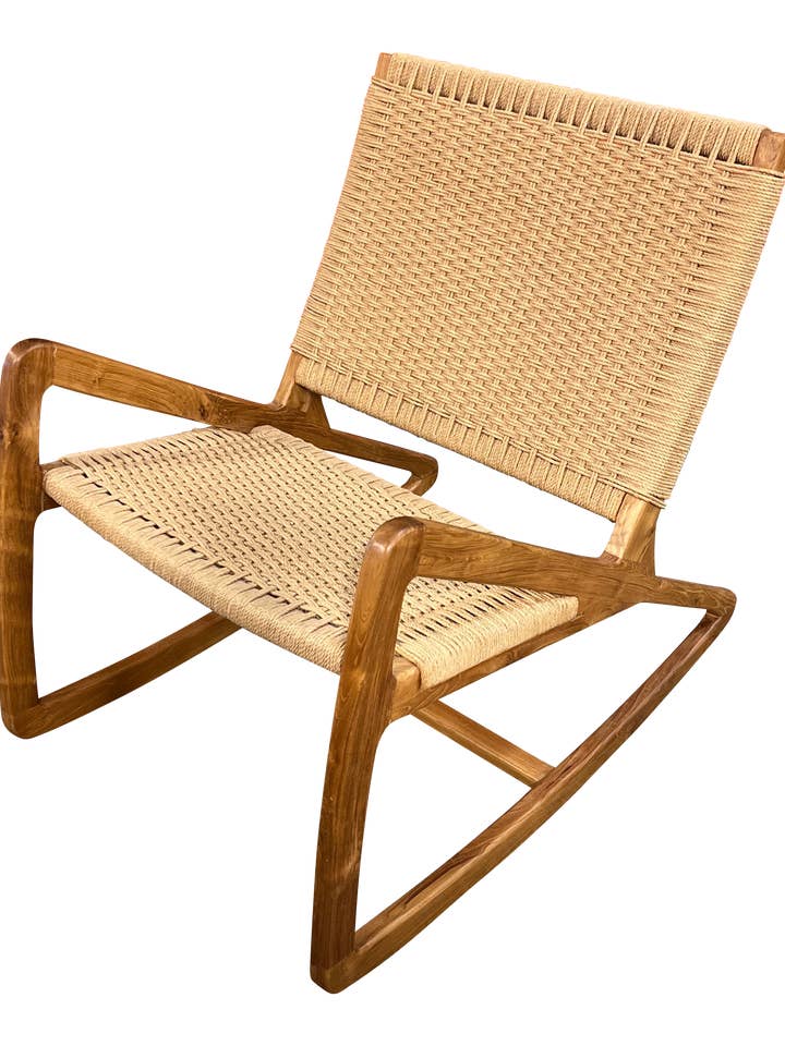 Gyngestol i teak og naturreb for engroshandel hos Asian Accents