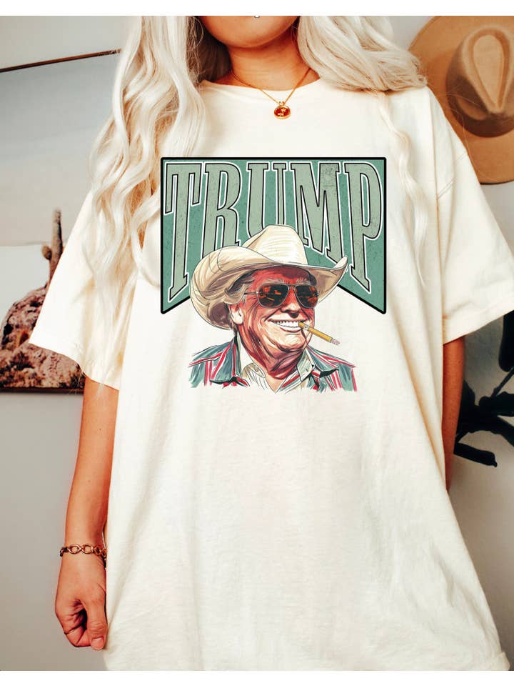NVC Ecommerce LLC - Wholesale T-Shirt (Graphic) - Women's - Trump Cowboy T-Shirt - Western Donald Trump, Election Shirt