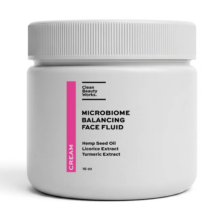Microbiome Balancing Face Fluid, Hemp Seed Oil & Licorice Extract for wholesale by Clean Beauty Works.
