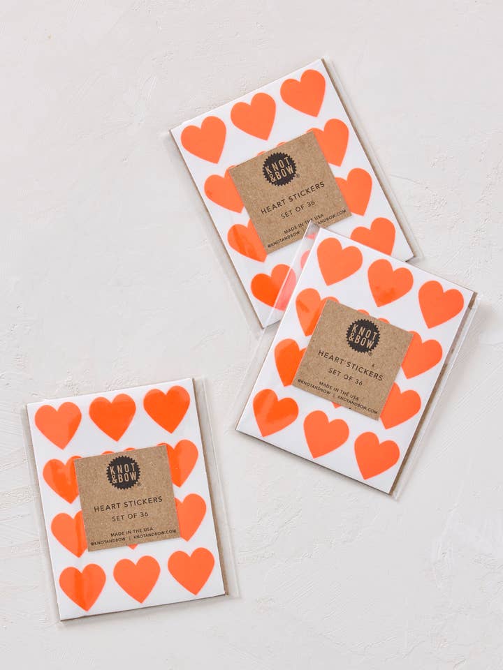 Neon Red Heart Stickers for wholesale by Knot & Bow