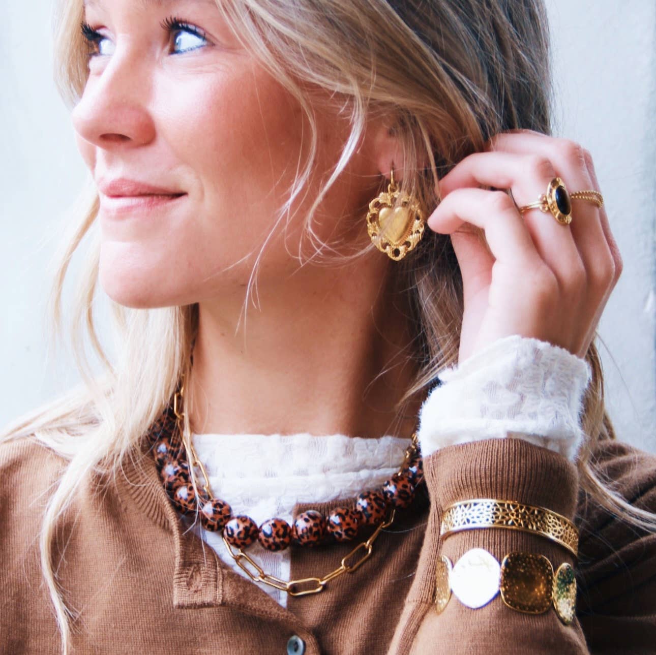 Bazou - Wholesale Cuff Bracelet - Bangle circles & squares 'bumped'2