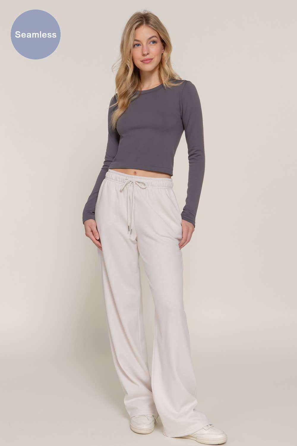 Active Basic | Active USA - Wholesale Knit Top - Women's - Long Sleeve Crew Neck Inner Fur Seamless Crop Top18