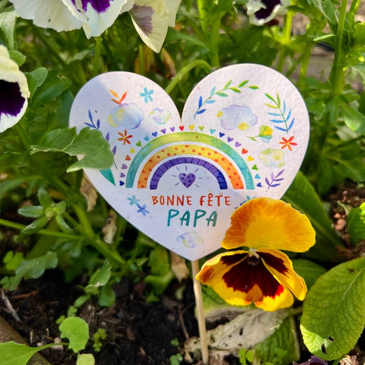 Set di picche cuore con composizione floreale cuore festa del papà per la vendita all'ingrosso da parte di Les cartes de Lulu