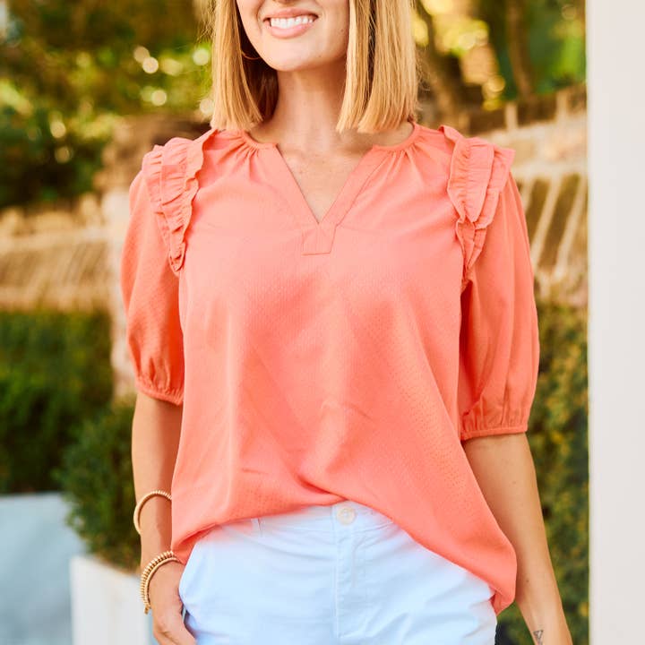 Michelle McDowell - Wholesale Shirt - Women's - Skylar Top | Coral