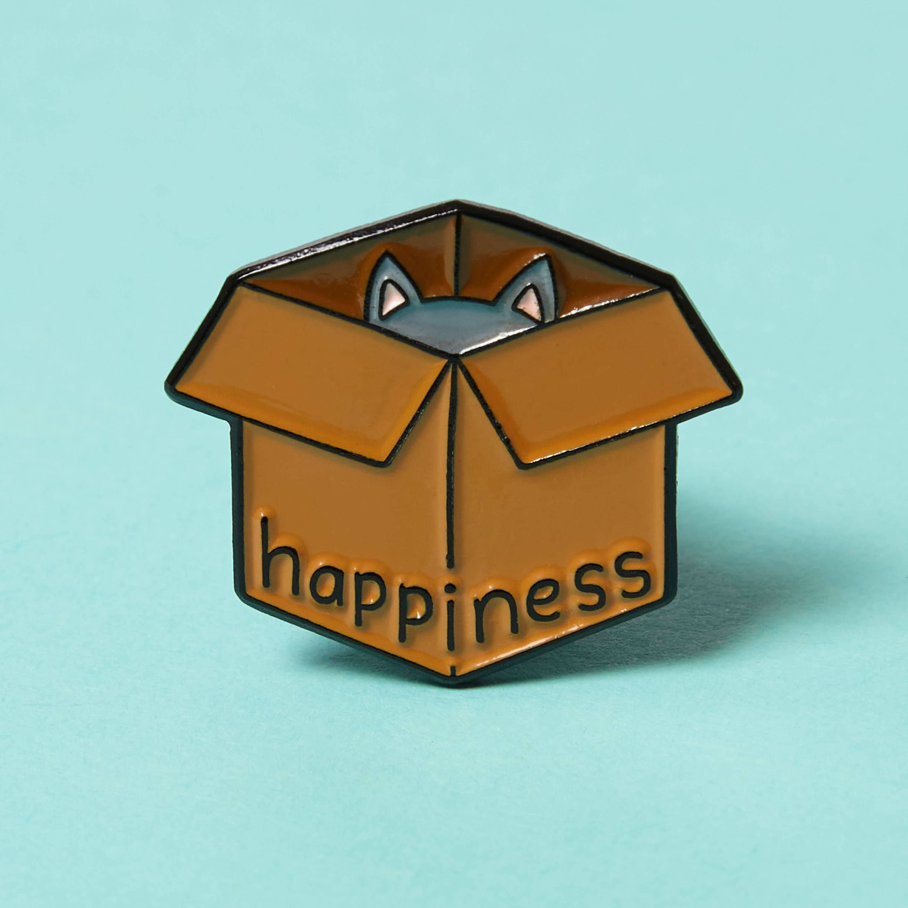 Higglebees - Wholesale Lapel Pin/Button - Happiness (Cat In A Box) - Enamel Pin Badge4