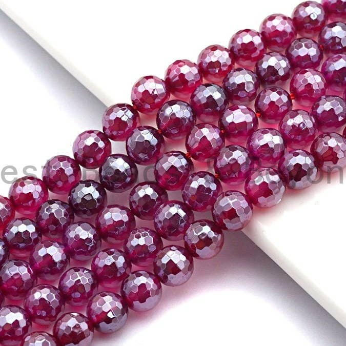 BestBeads&Beyond – wholesale Pärlor – Mystic pläterad lila agat pärlor, Naturlig lila agat pärlor, 8mm/10mm/12mm, SKU #U480