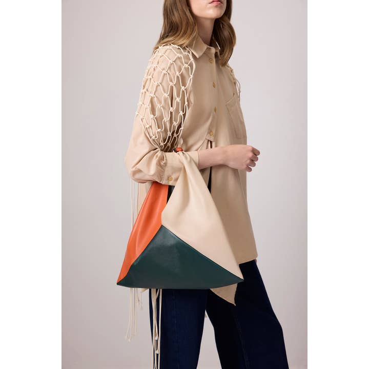 Multi Colored Colorblock Triangle Tote – Multicolored Faux Leather Should for wholesale on Faire1