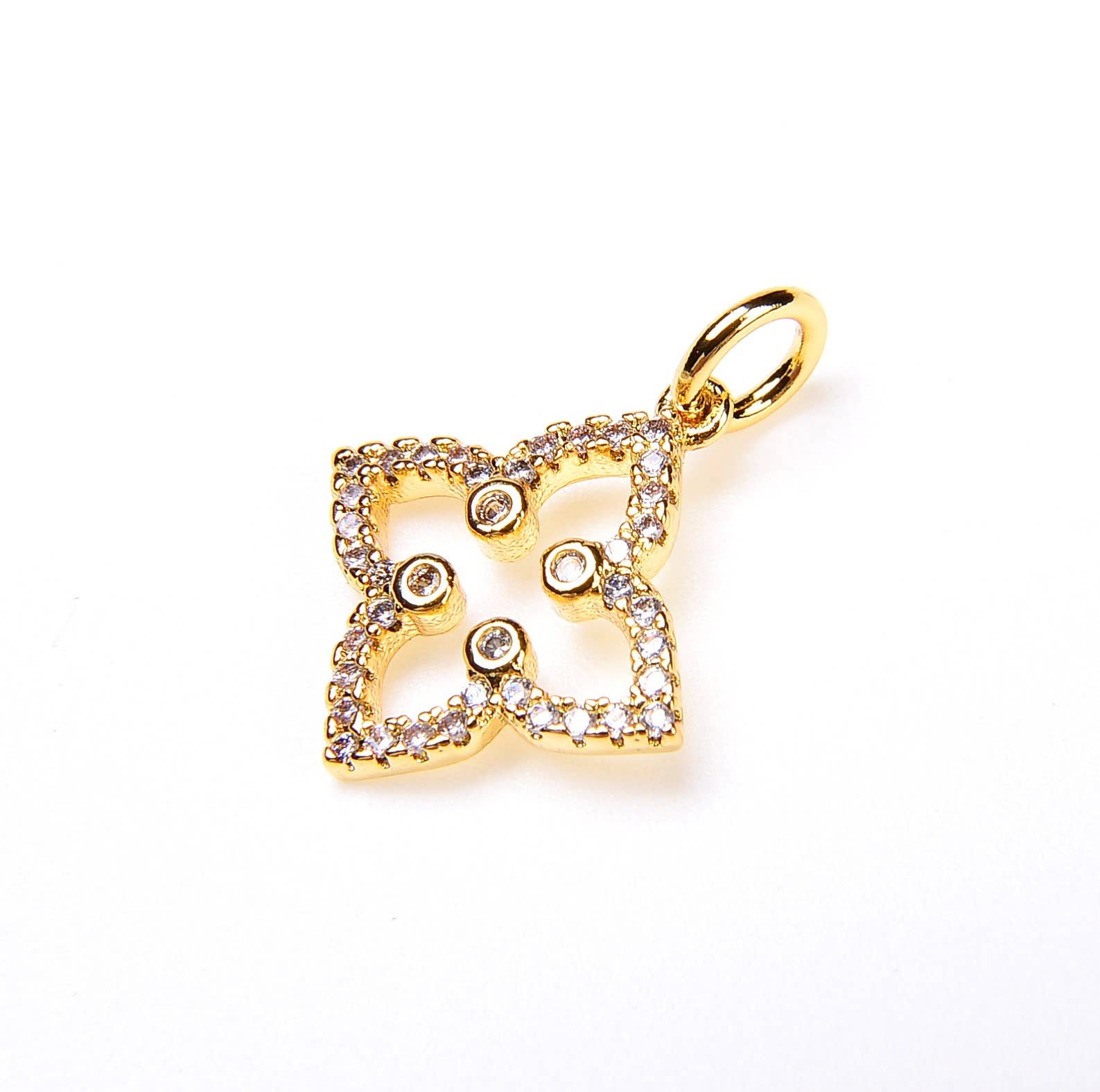 Beads Creation - Wholesale Individual Charm/Pendant - Gold Filled Four Leaf Clover Flower Charm Pendant, CP0163