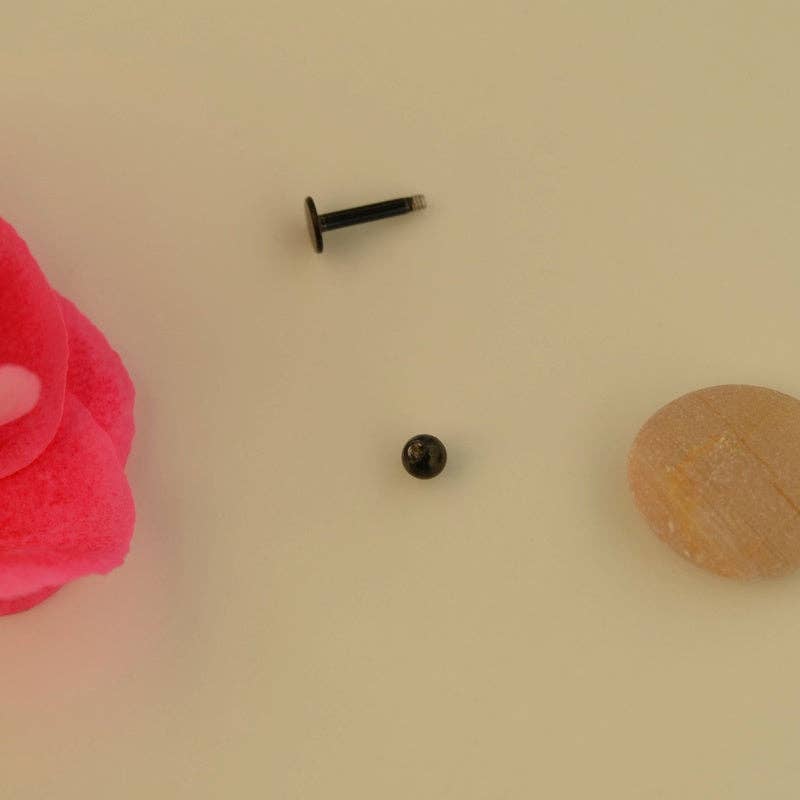 StockJWL - Venta al por mayor Pendientes de botón/aretes de poste - Pendientes de acero con cierre plano, piercing de concha, cartílago y más holograma dorado negro y color plata.12