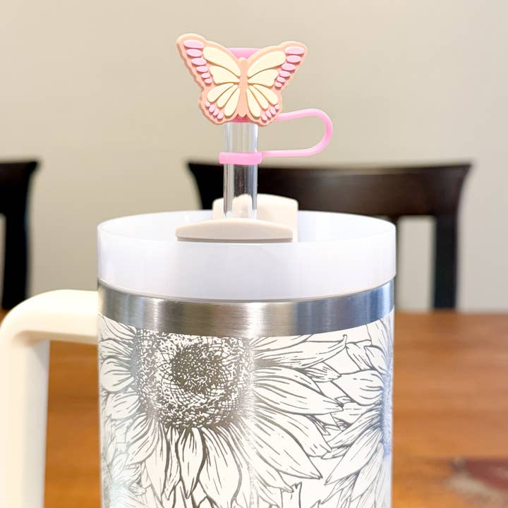 Vroom Blooms – Engroshandel Sugerør – Halmtoppe 3 stk - Lyserød Champignon, Tusindfryd, Sommerfugl 3