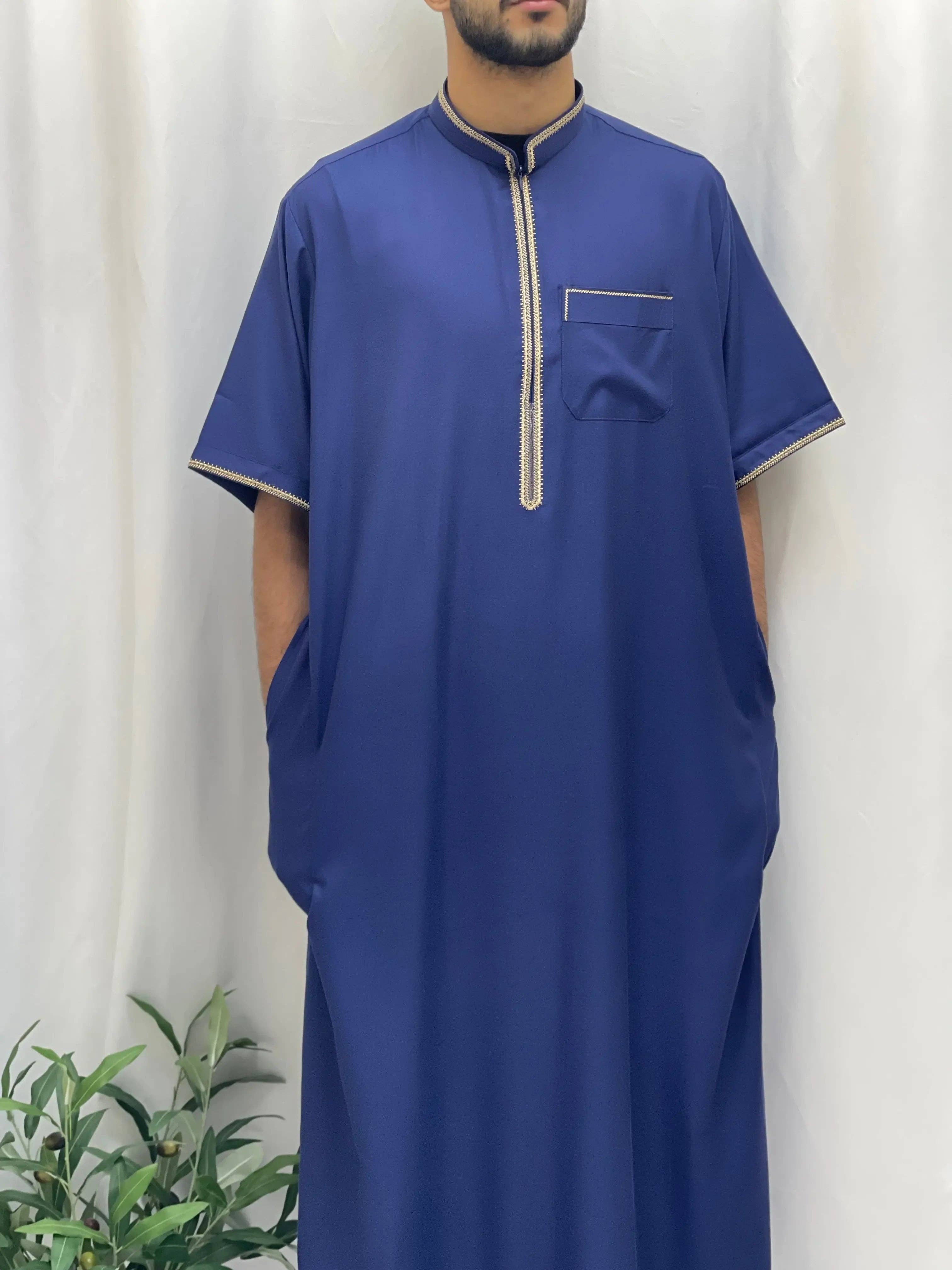 Palestinian Elegance - Wholesale  - Timeless Elegance: Men's Durable Kaftan Thobe with Gold Details9
